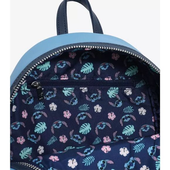 🎄 SALE! Loungefly X Disney Lilo & Stitch Mini Backpack with Lei Scrump Charm NWT - Picture 8 of 8